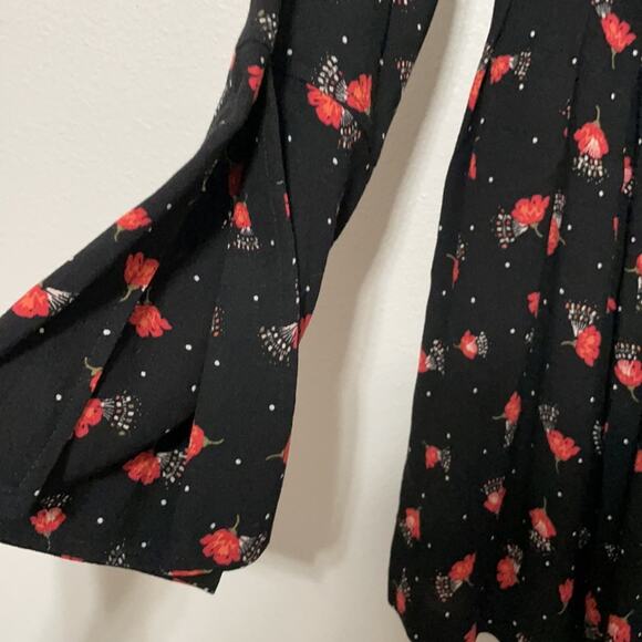 FREE PEOPLE Black Floral Combo Tegan Dress Size 0 - Picture 4 of 10